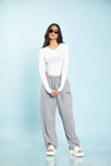 Grey Melange Loose Fit Joggers
