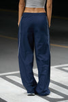 Navy Blue Sporty Deconstructed Loose Pants