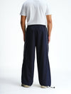 Navy Blue Sporty Deconstructed Loose Pants