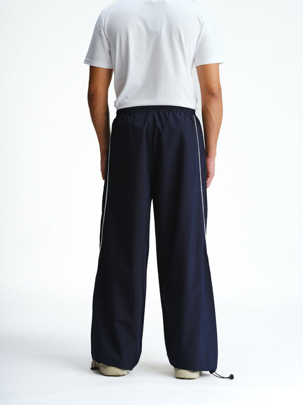 Navy Blue Sporty Deconstructed Loose Pants