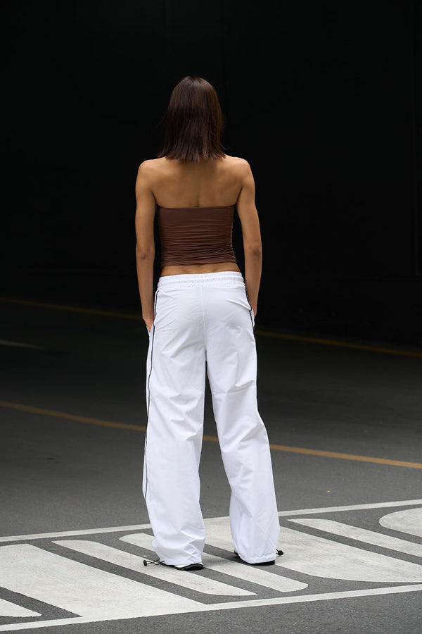 White Sporty Deconstructed Loose Pants