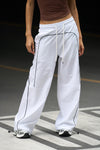 White Sporty Deconstructed Loose Pants