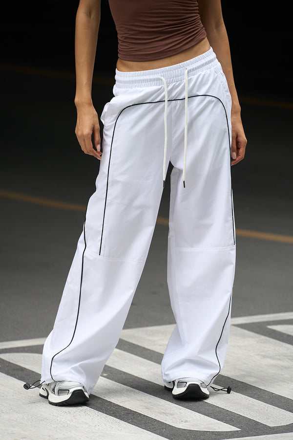 White Sporty Deconstructed Loose Pants