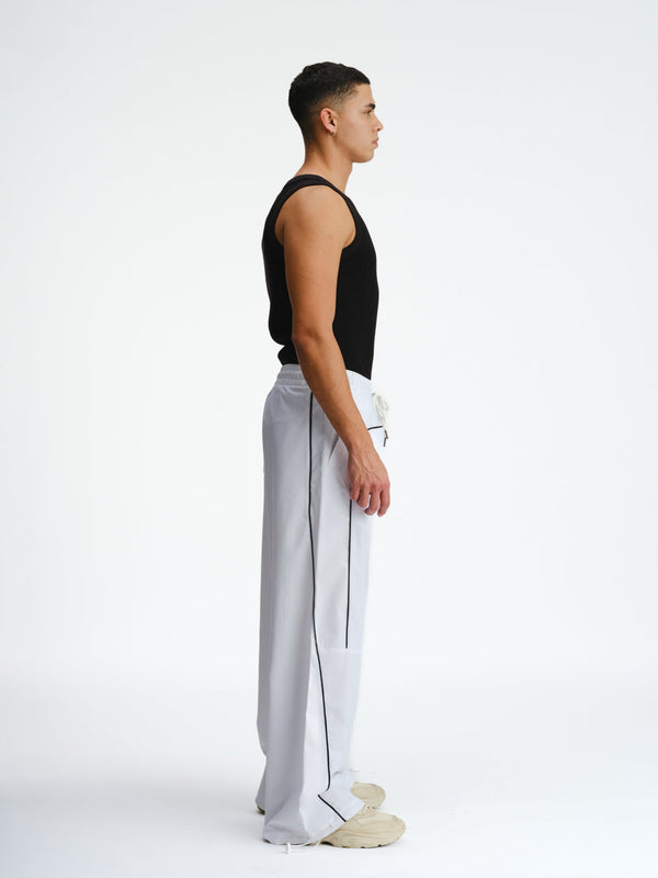 White Sporty Deconstructed Loose Pants